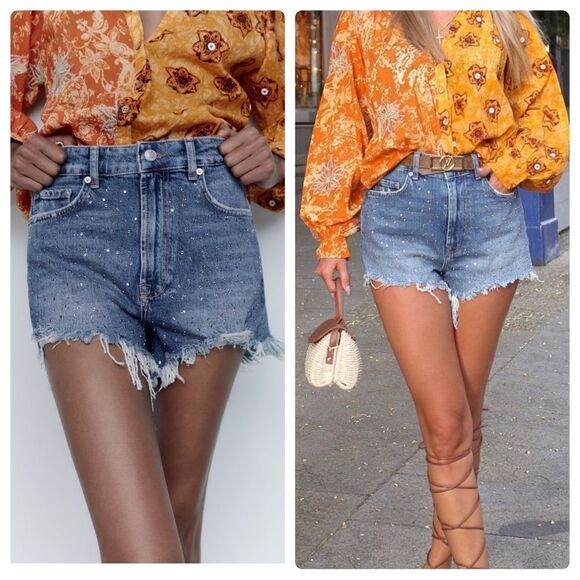 Zara ZW RHINESTONE SHORTS - Picture 1 of 9
